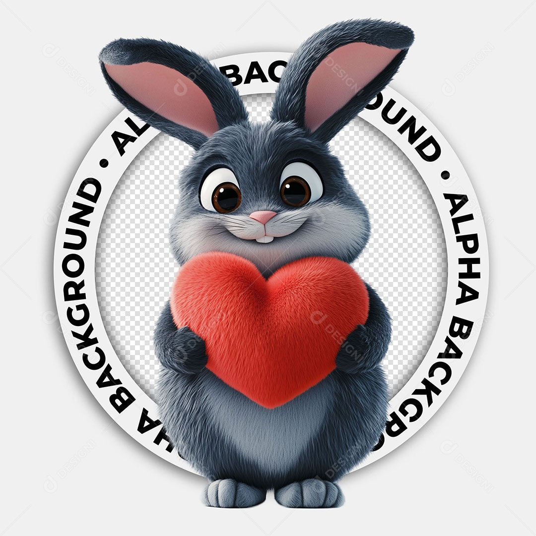 Elemento 3D Coelho para Composição PSD