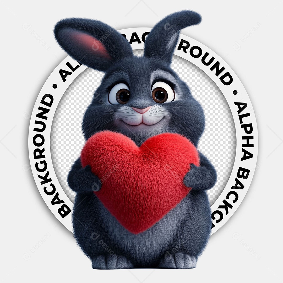 Elemento 3D Coelho para Composição PSD