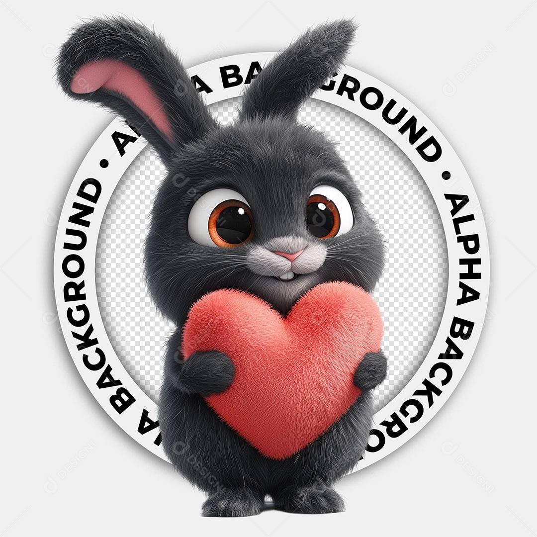 Elemento 3D Coelho para Composição PSD