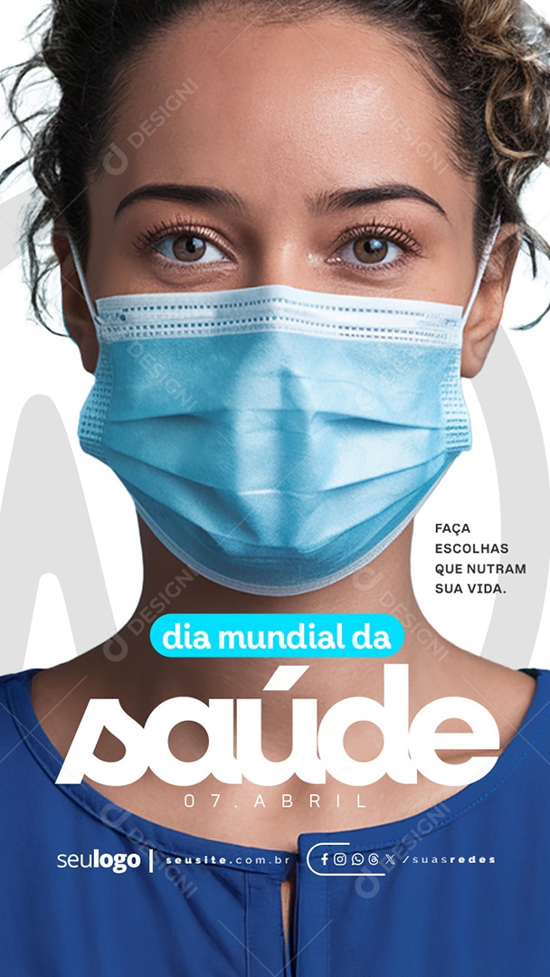 Story Dia Mundial da Saúde 07 de Abril Enfermeira Social Media PSD Editável