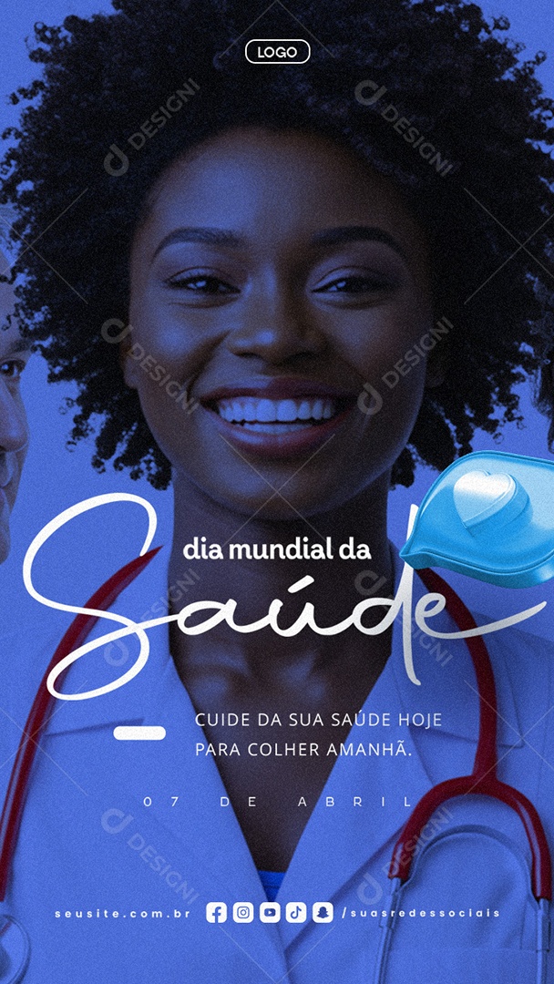 Story Dia Mundial da Saúde 07 de Abril Cuide da Sua Saúde Social Media PSD Editável