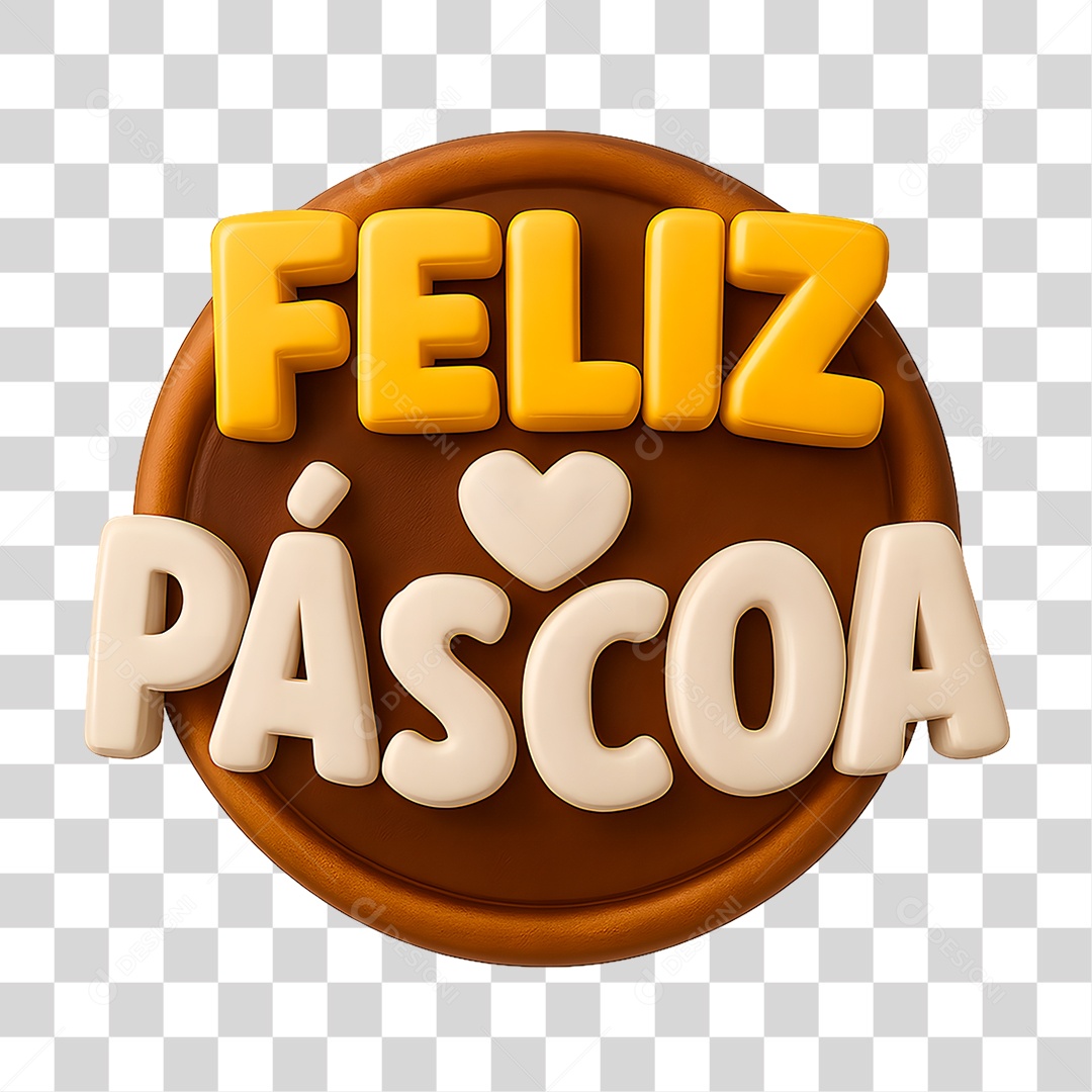 Selo 3D Feliz Páscoa PNG Transparente