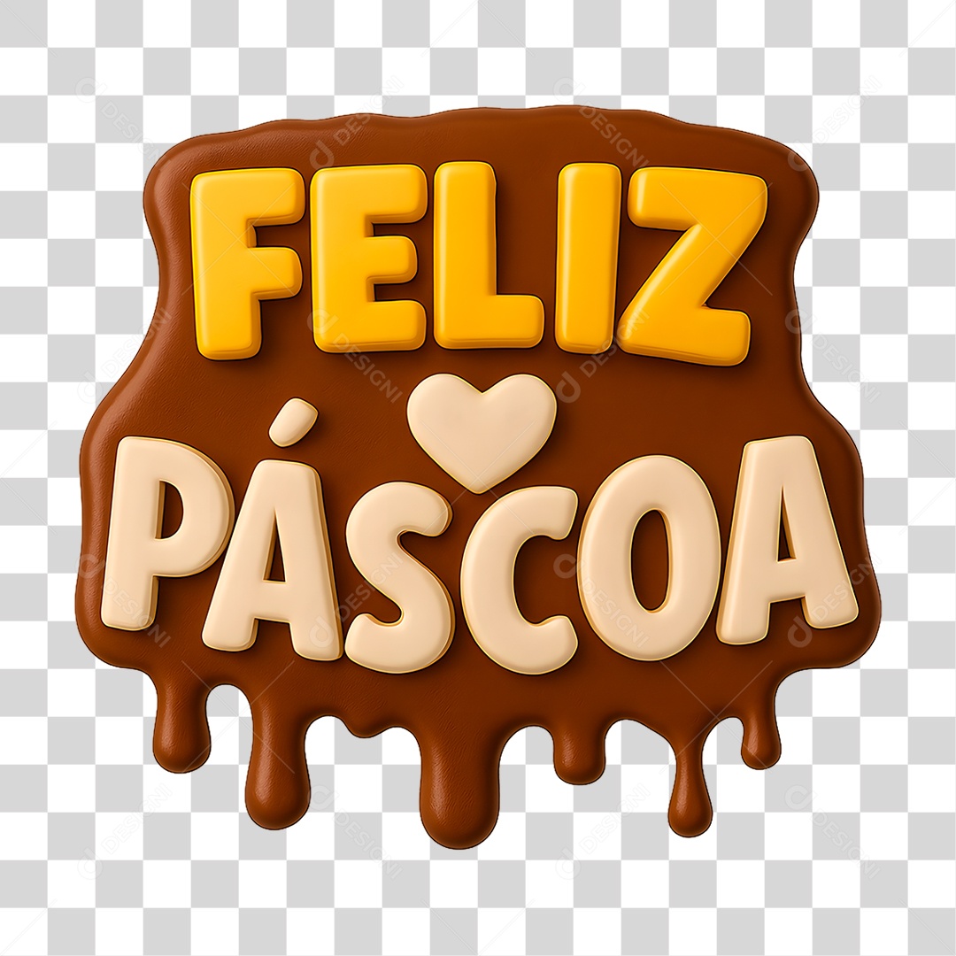 Selo 3D Feliz Páscoa PNG Transparente