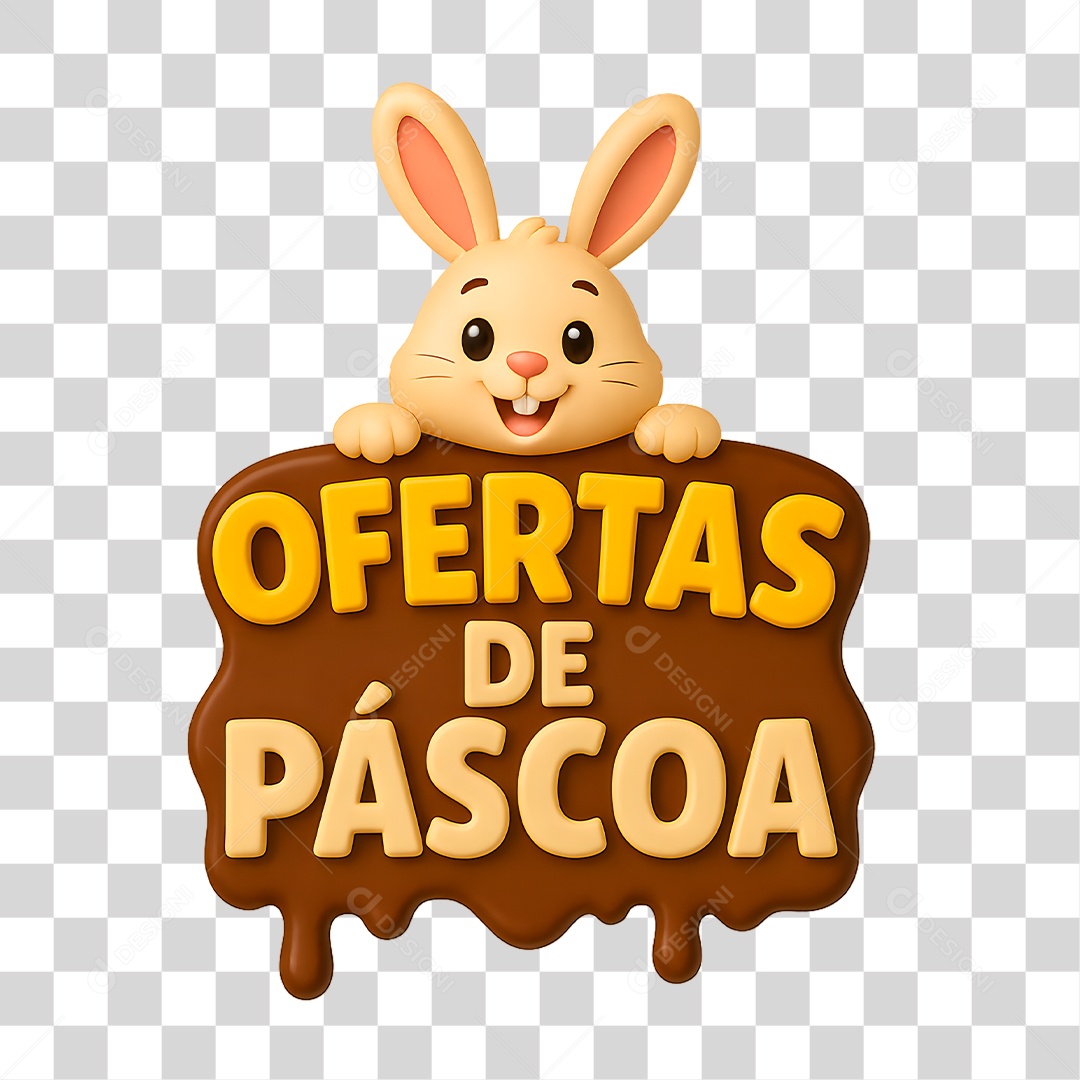Selo 3D Ofertas de Páscoa PNG Transparente