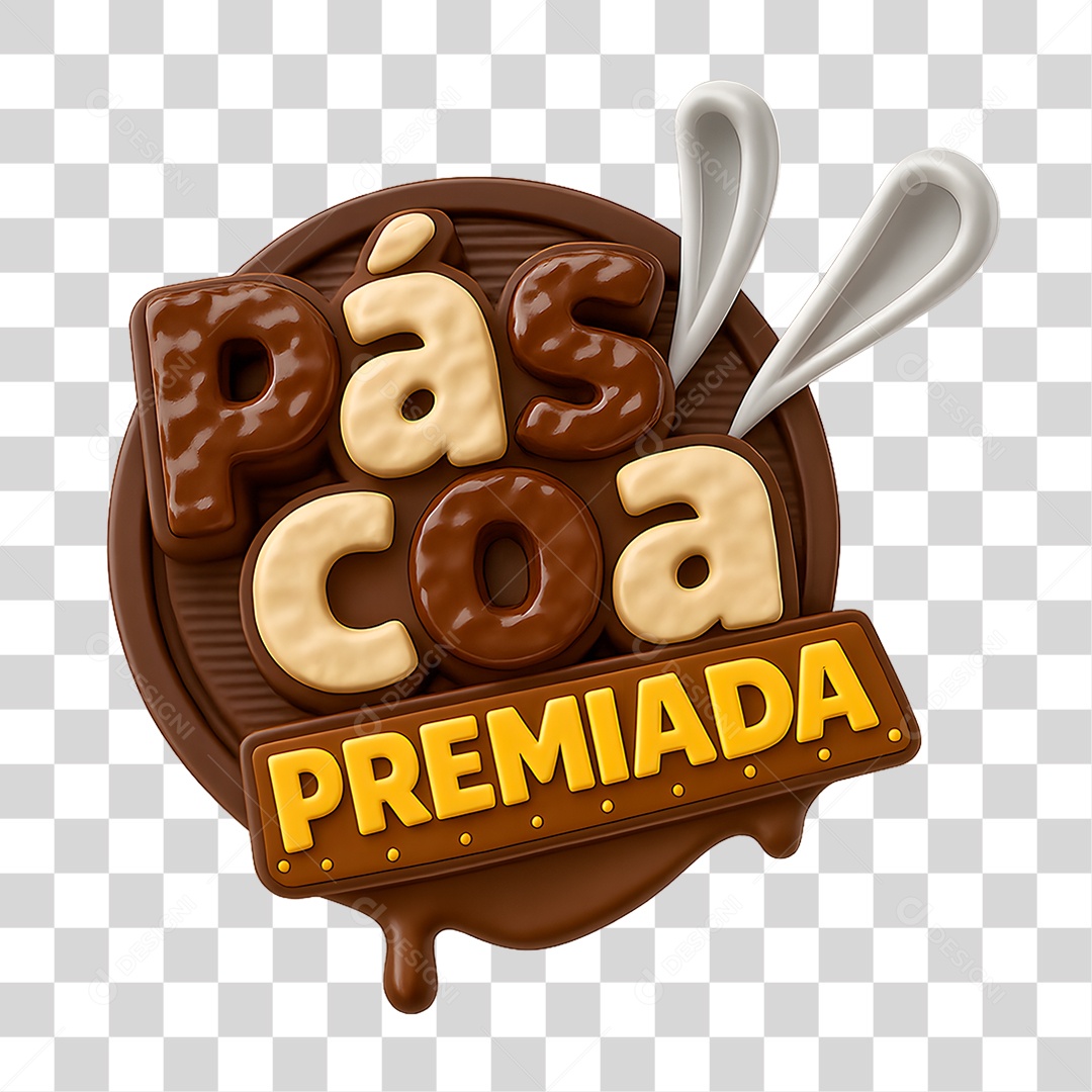 Selo 3D Páscoa Premiada PNG Transparente