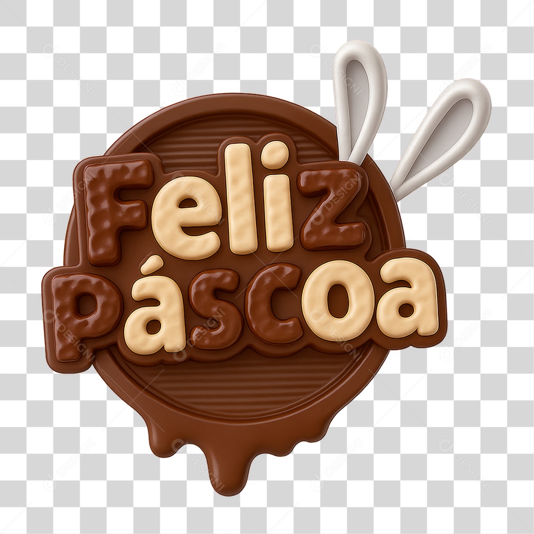 Selo 3D Feliz Páscoa PNG Transparente