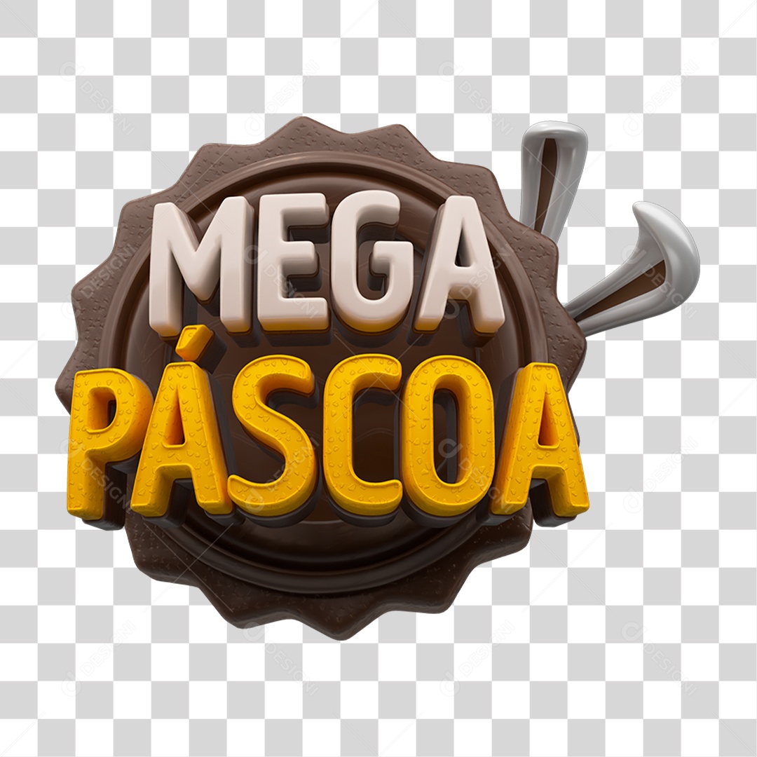 Selo 3D Mega Páscoa PNG Transparente