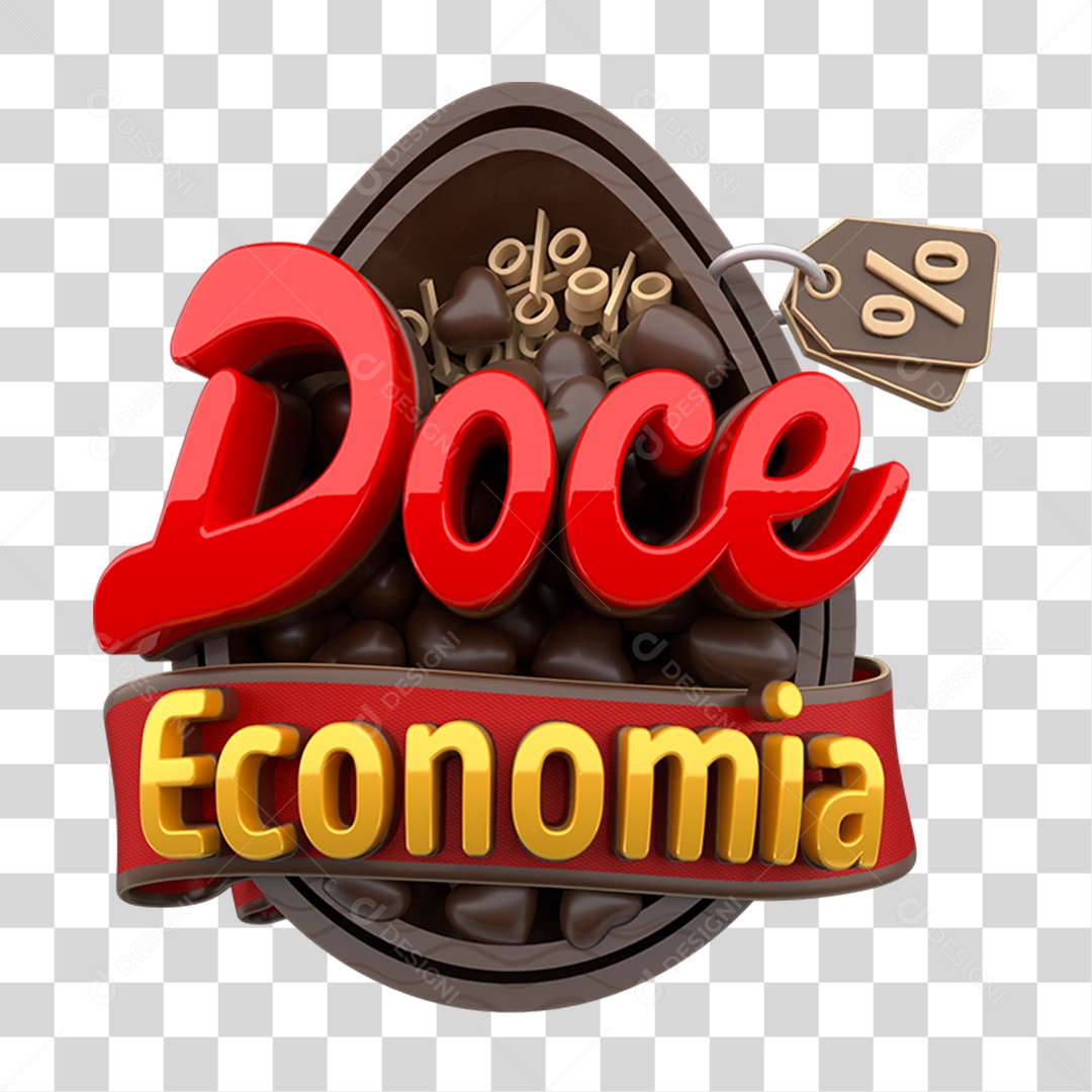 Selo 3D Doce Economia PNG Transparente