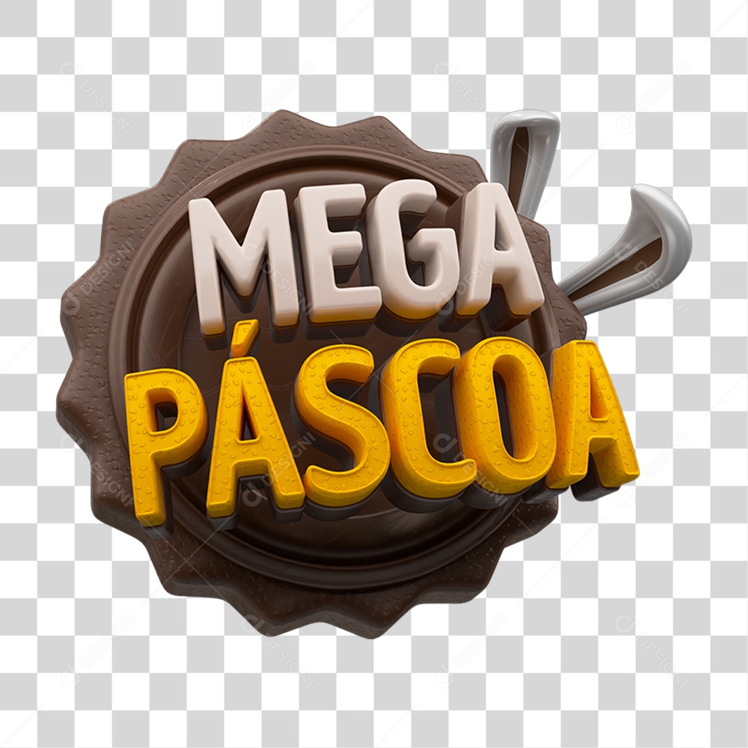 Selo 3D Mega Páscoa PNG Transparente