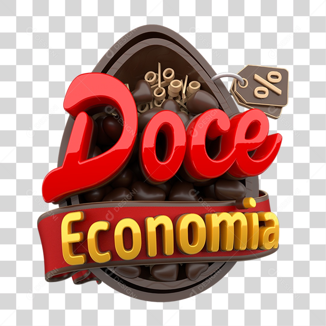 Selo 3D Doce Economia PNG Transparente
