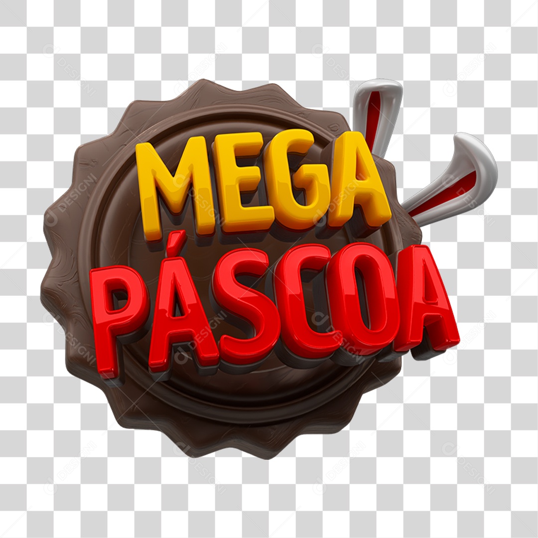 Selo 3D Mega Páscoa PNG Transparente