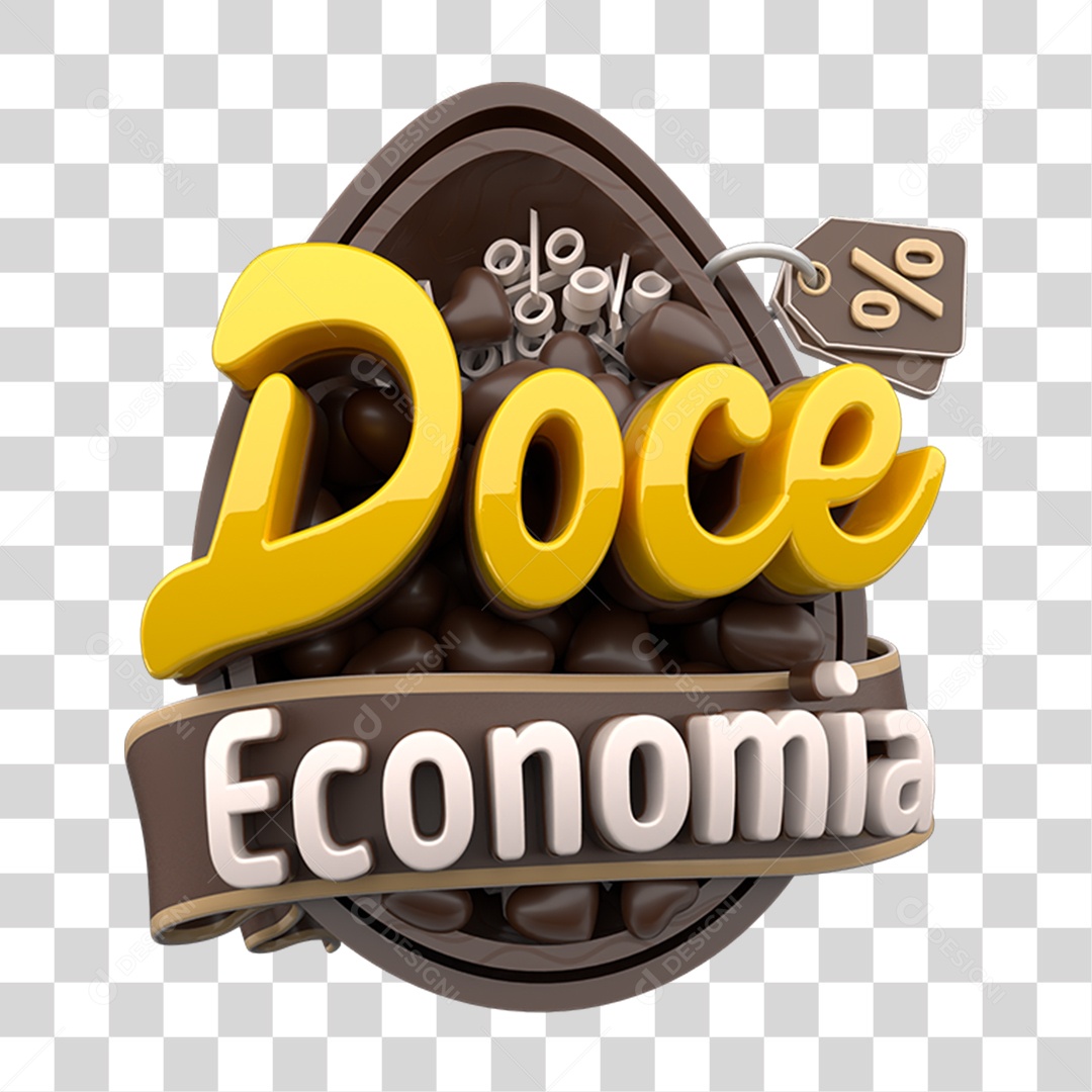 Selo 3D Doce Economia PNG Transparente