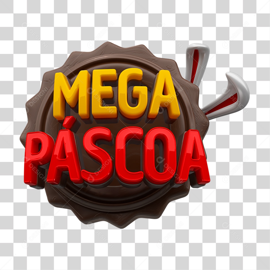 Selo 3D Mega Páscoa PNG Transparente