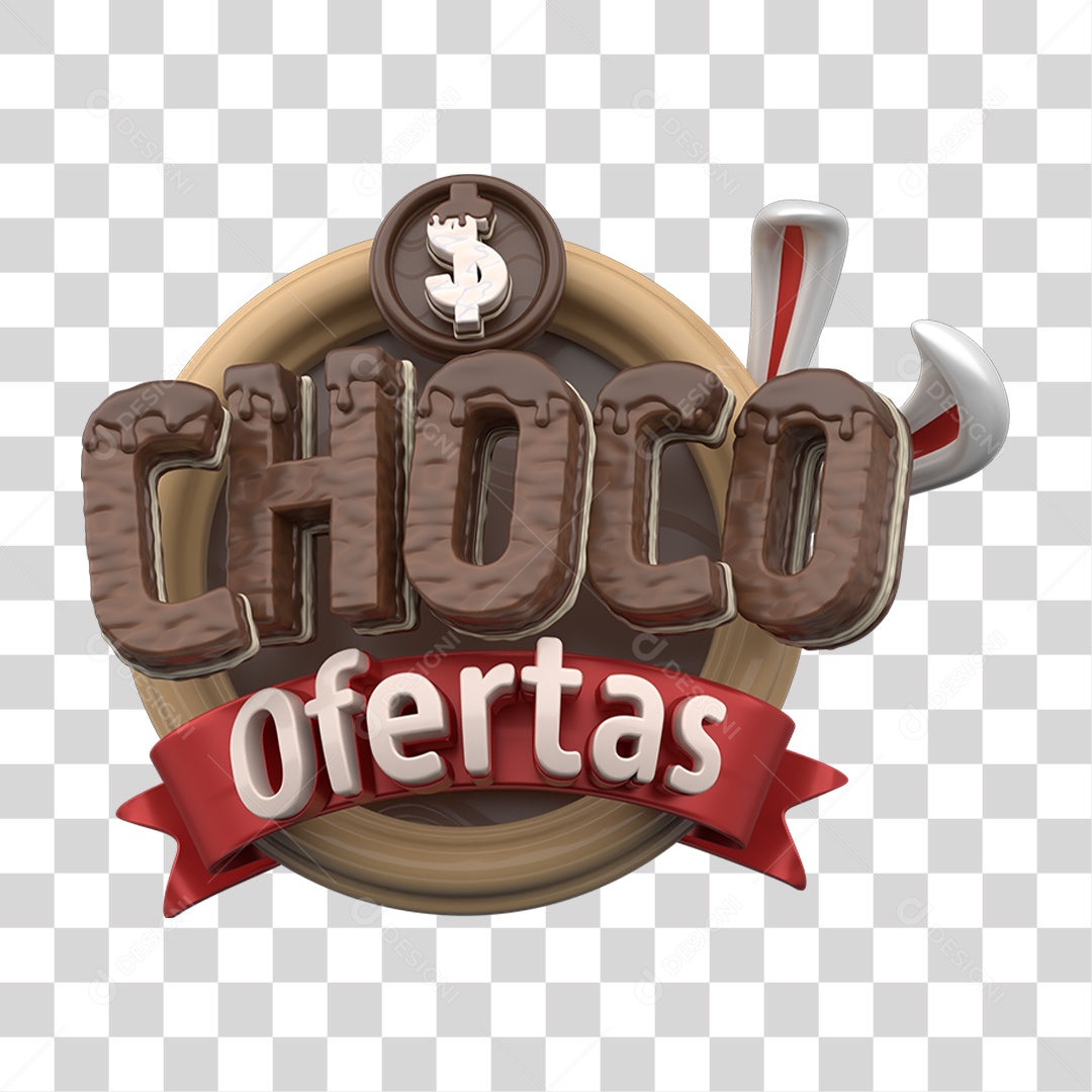 Selo 3D Choco Ofertas PNG Transparente
