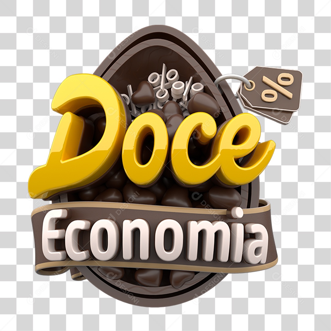 Selo 3D Doce Economia PNG Transparente