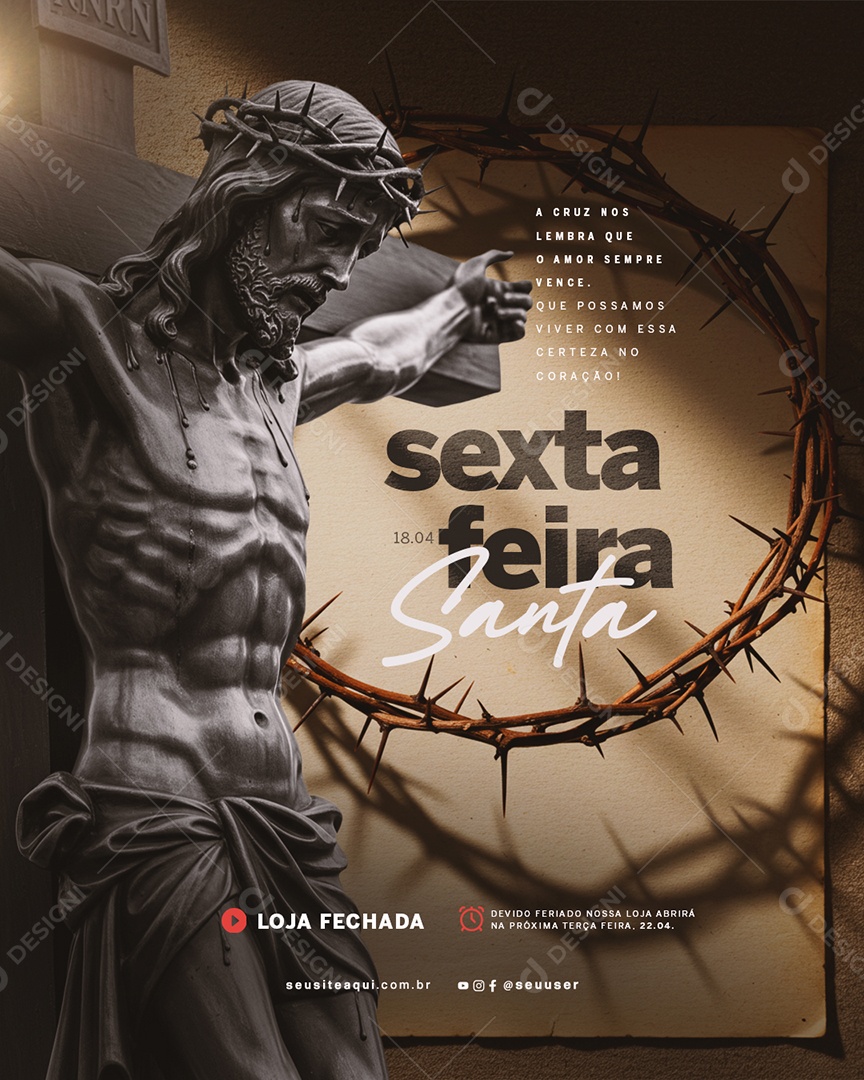 Sexta Feira Santa 18 de Abril Social Media PSD Editável