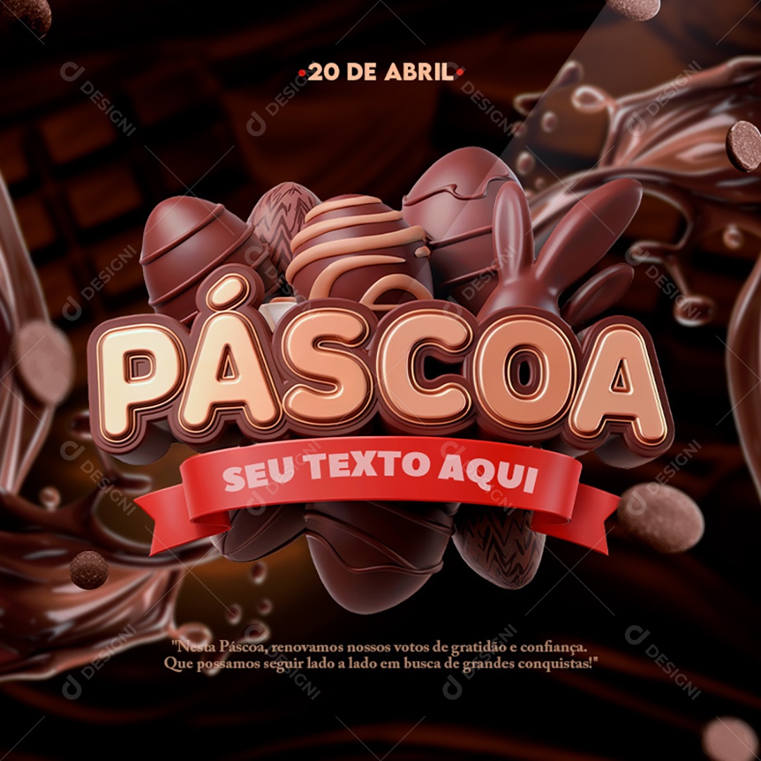Páscoa Selo 3D Para Composição PSD Editável