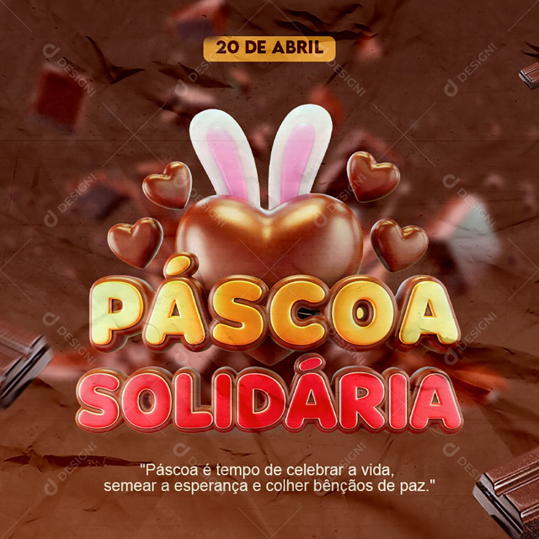 Páscoa Solidária Selo 3D Para Composição PSD Editável