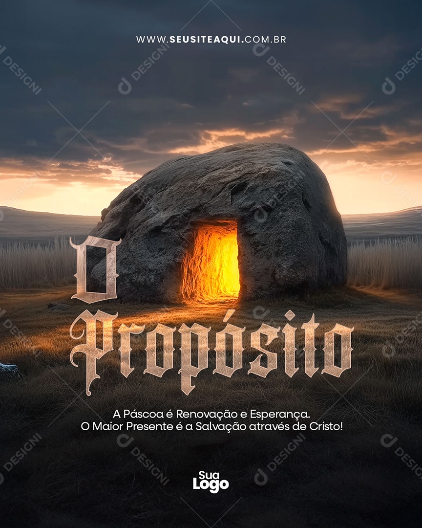 Flyer Feliz Páscoa O Propósito Social Media PSD Editável
