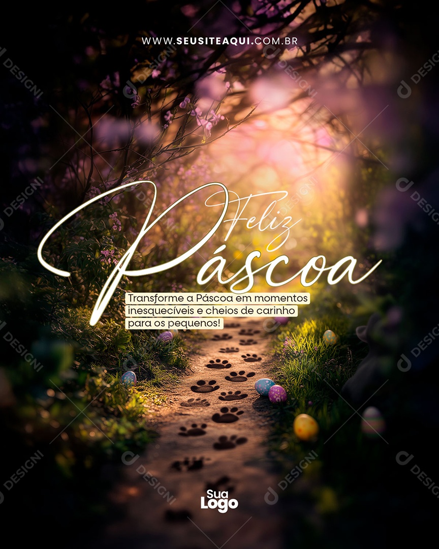 Flyer Feliz Páscoa Momentos Inesquecíveis Social Media PSD Editável
