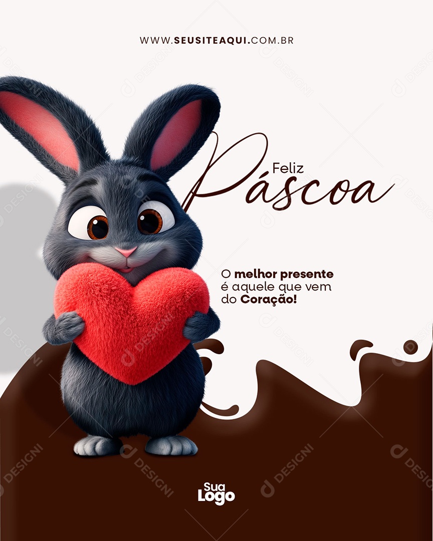 Flyer Feliz Páscoa O Melhor Presente é Aquele Que Vem do Coração Social Media PSD Editável