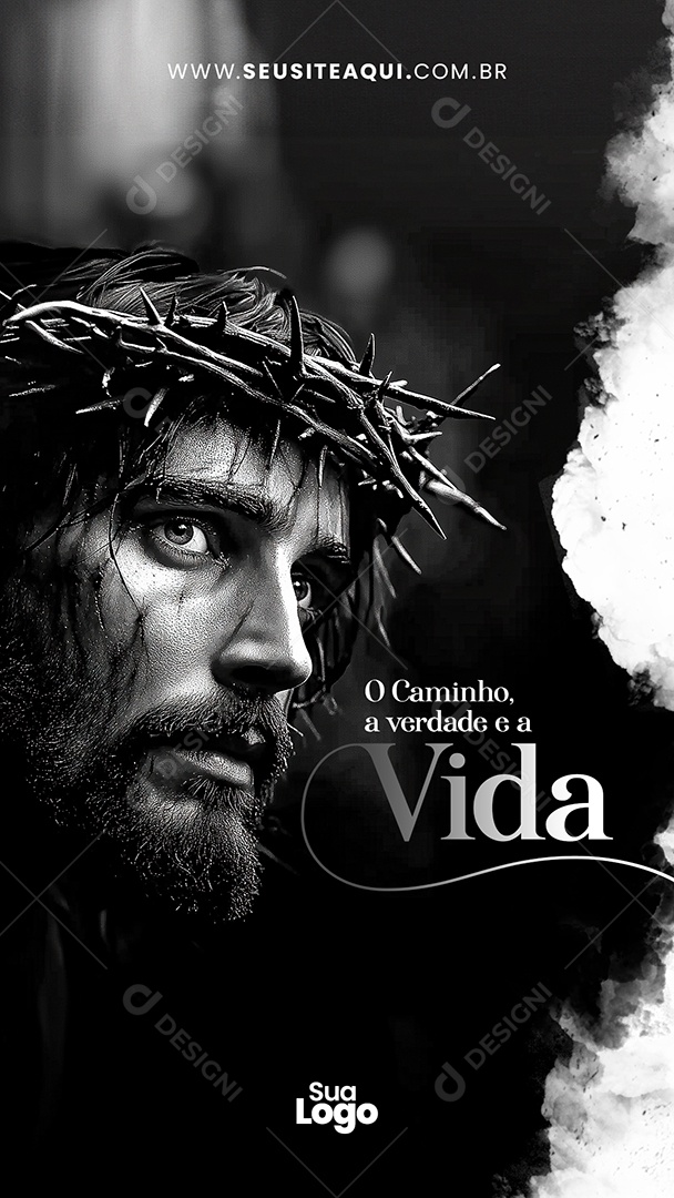 Story Feliz Páscoa O Caminho a Verdade e a Vida Social Media PSD Editável