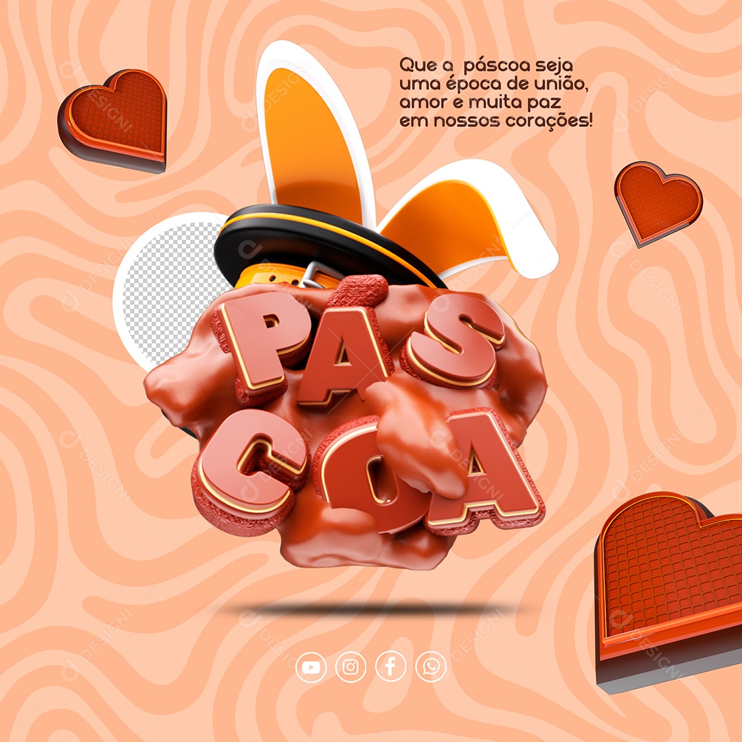 Elemento 3D Páscoa Para Composição PSD