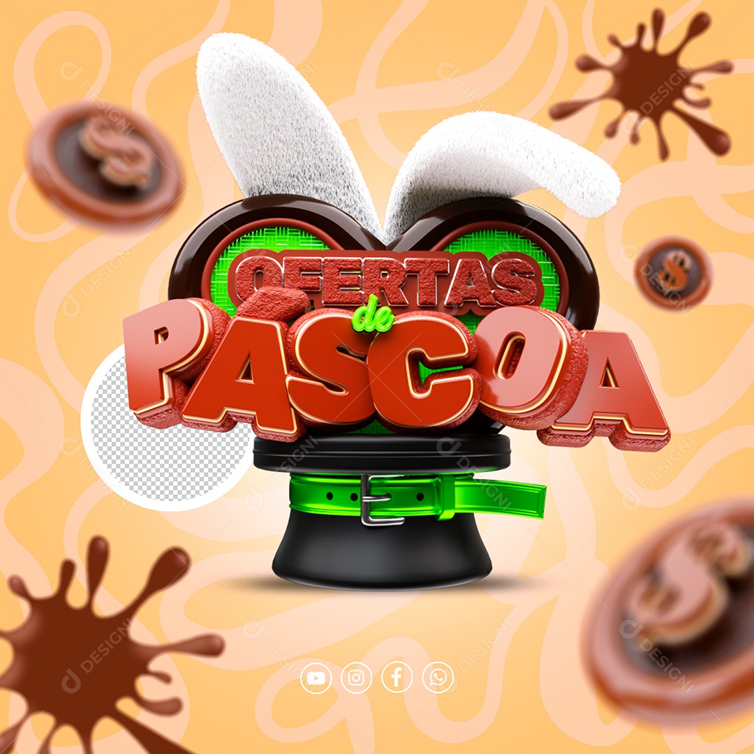Elemento 3D Ofertas de Páscoa Para Composição PSD