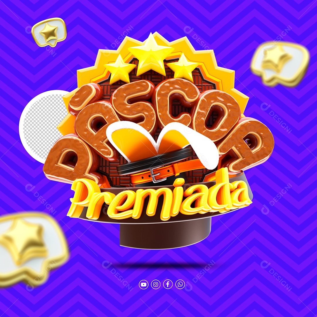 Elemento 3D Páscoa Premiada Para Composição PSD