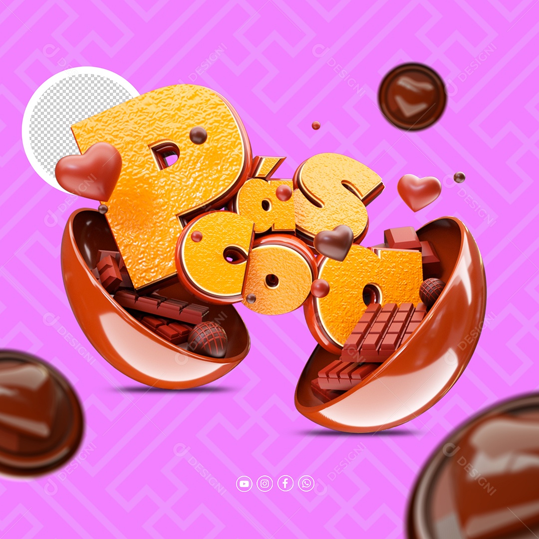 Elemento 3D Páscoa Para Composição PSD