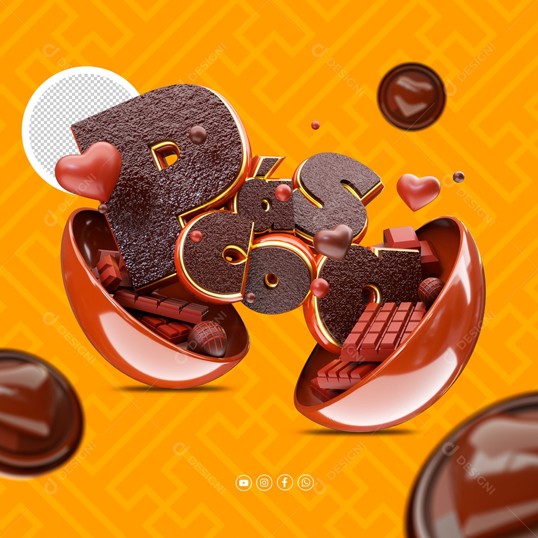 Selo  3D Páscoa Para Composição PSD