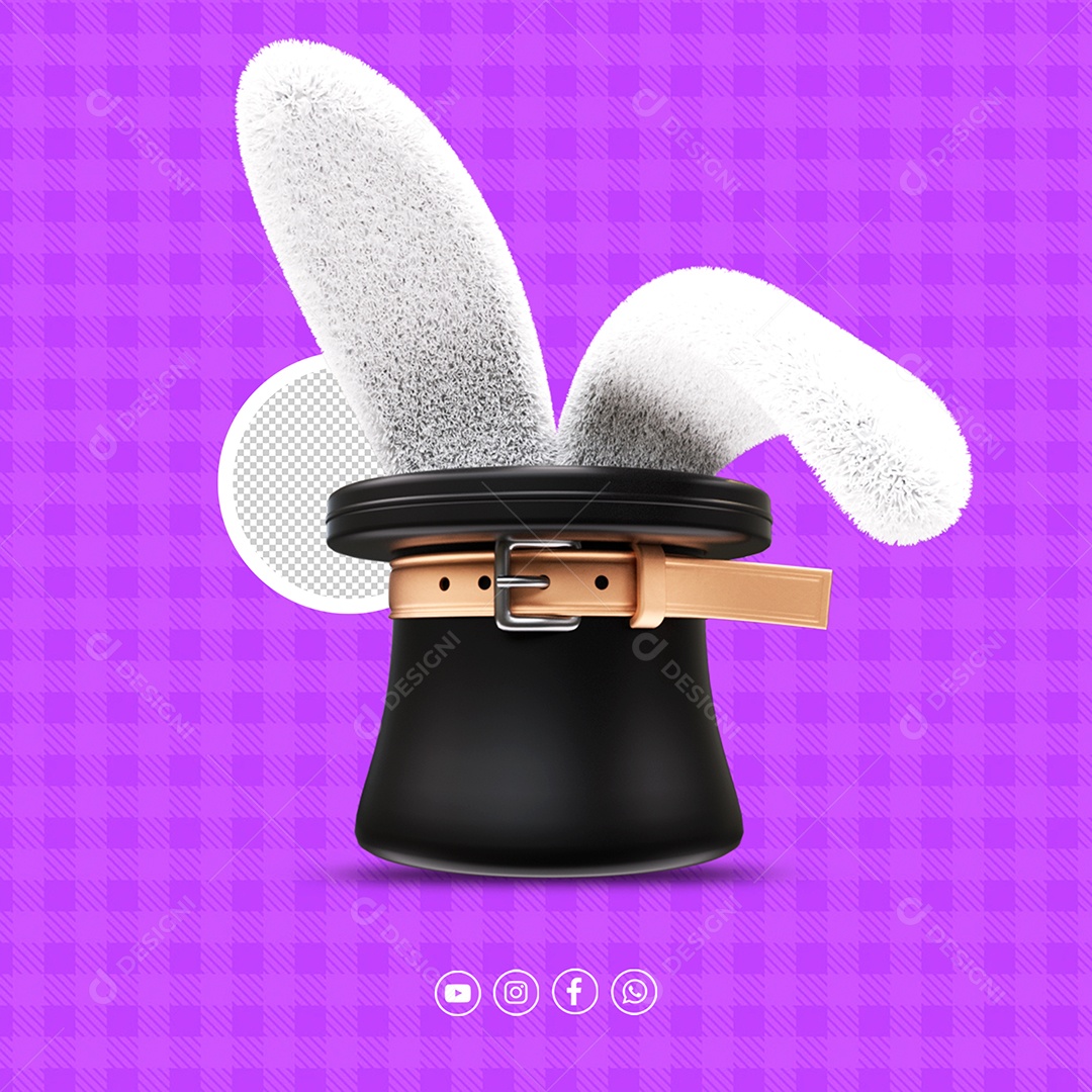 Elemento 3D Cartola de Páscoa Para Composição PSD