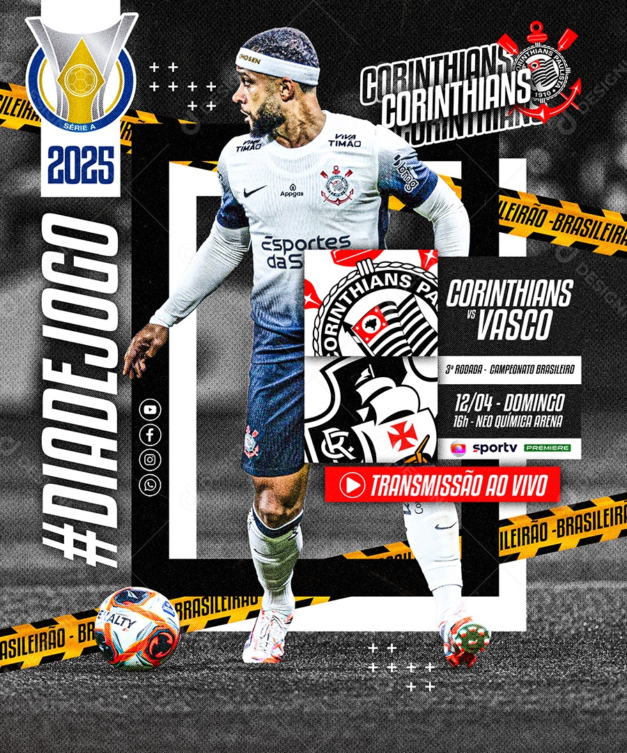 Flyer Jogo De Futebol Social Mídia PSD Editável
