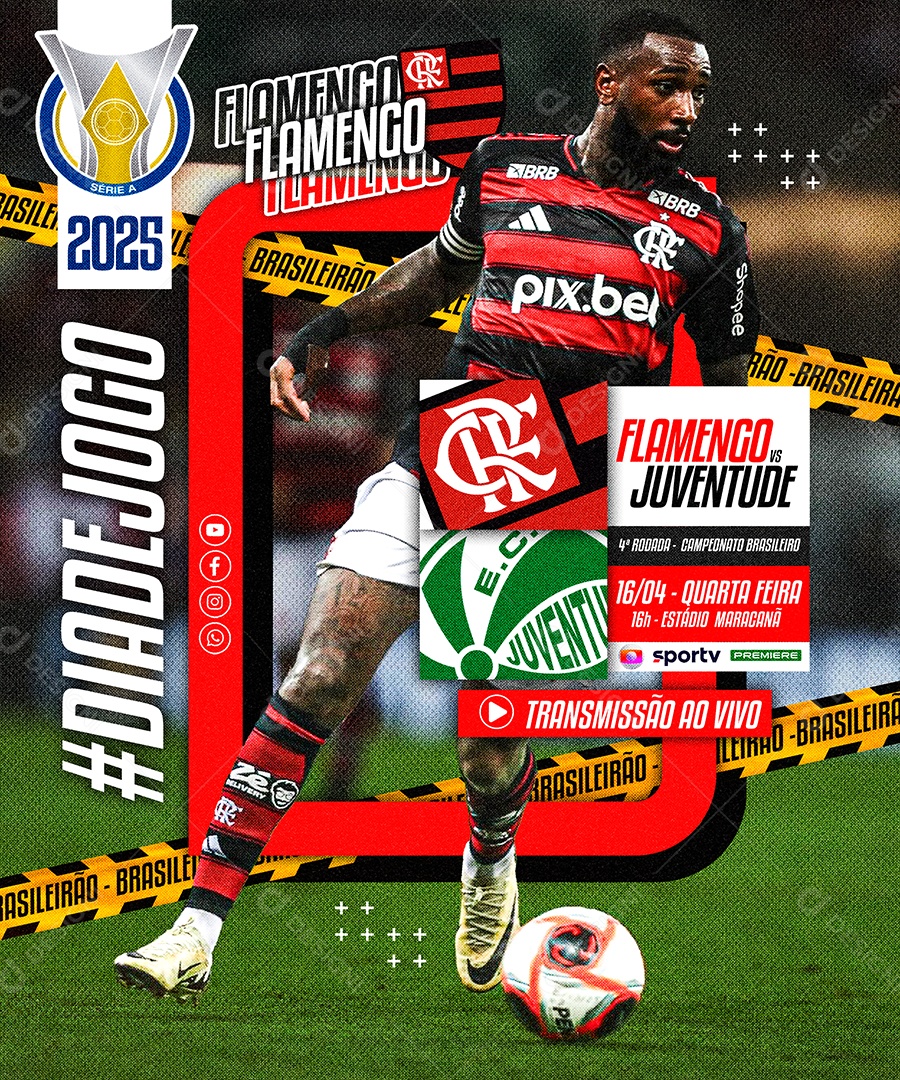 Flyer Jogo De Futebol Social Mídia PSD Editável
