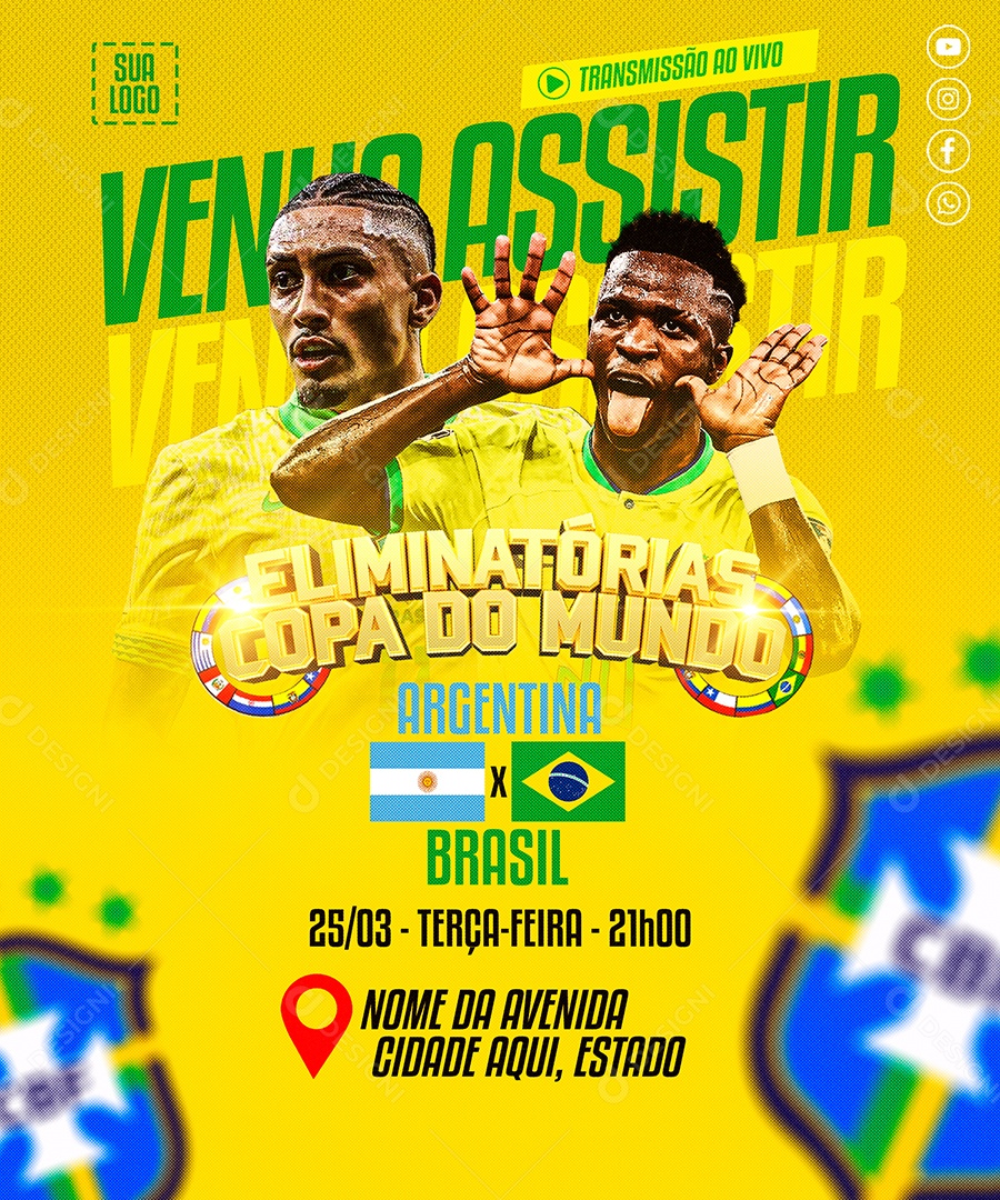 Flyer Jogo De Futebol Social Mídia PSD Editável