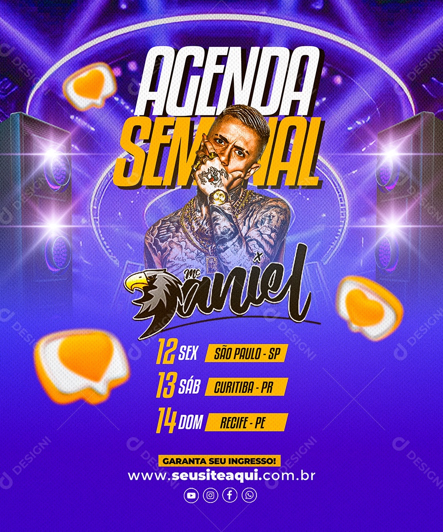 Flyer Agenda Semanal Social Media PSD Editável