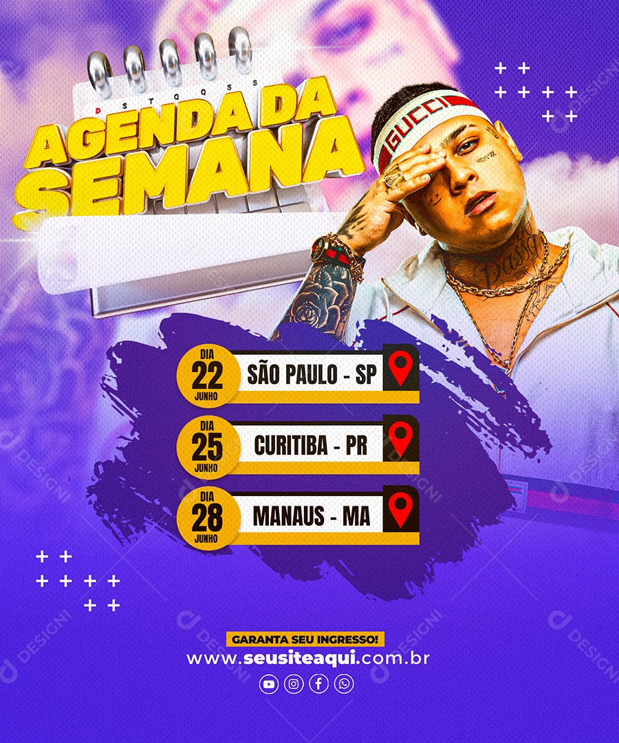 Flyer Agenda da Semana Social Media PSD Editável