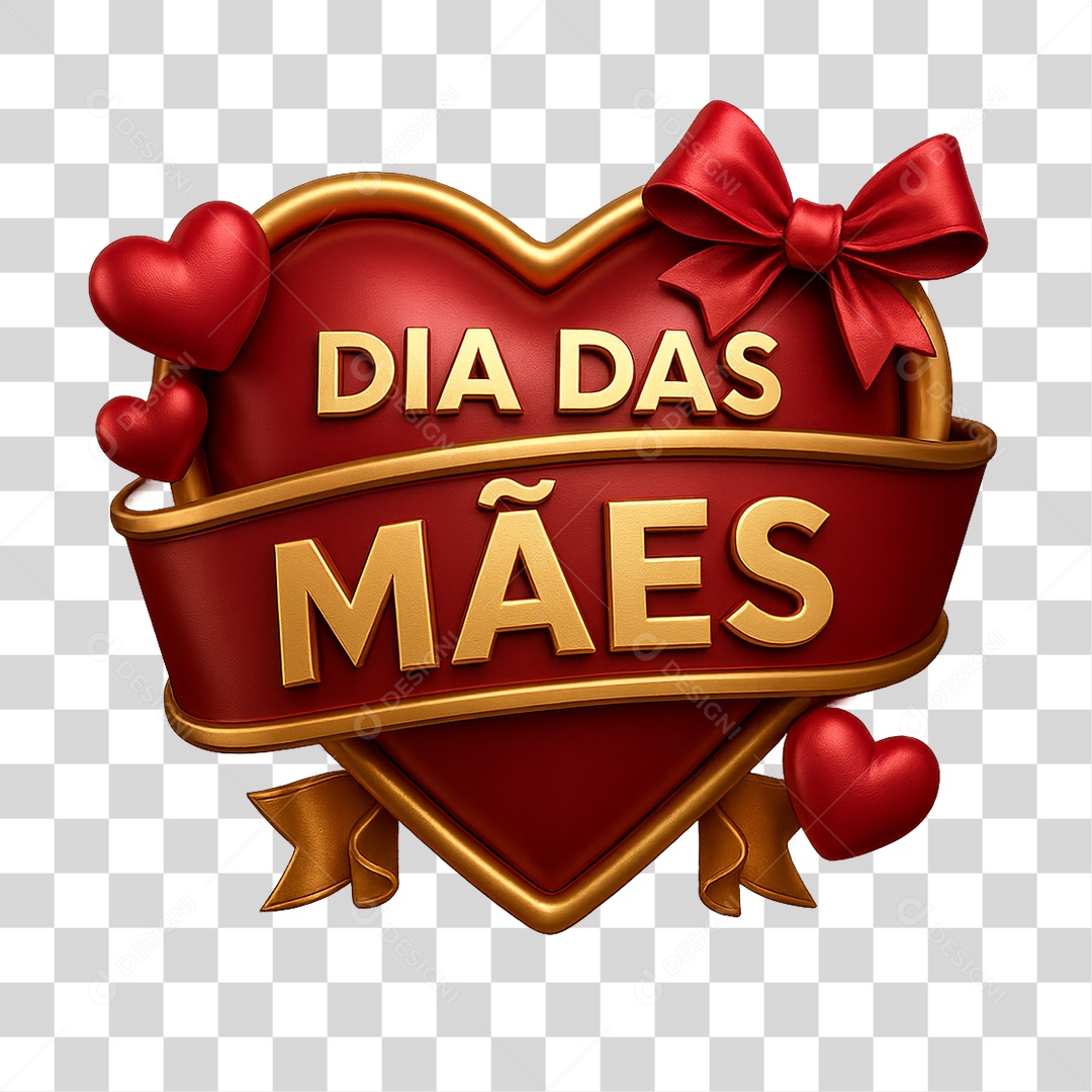 Selo 3D Dia das Mães PNG Transparente