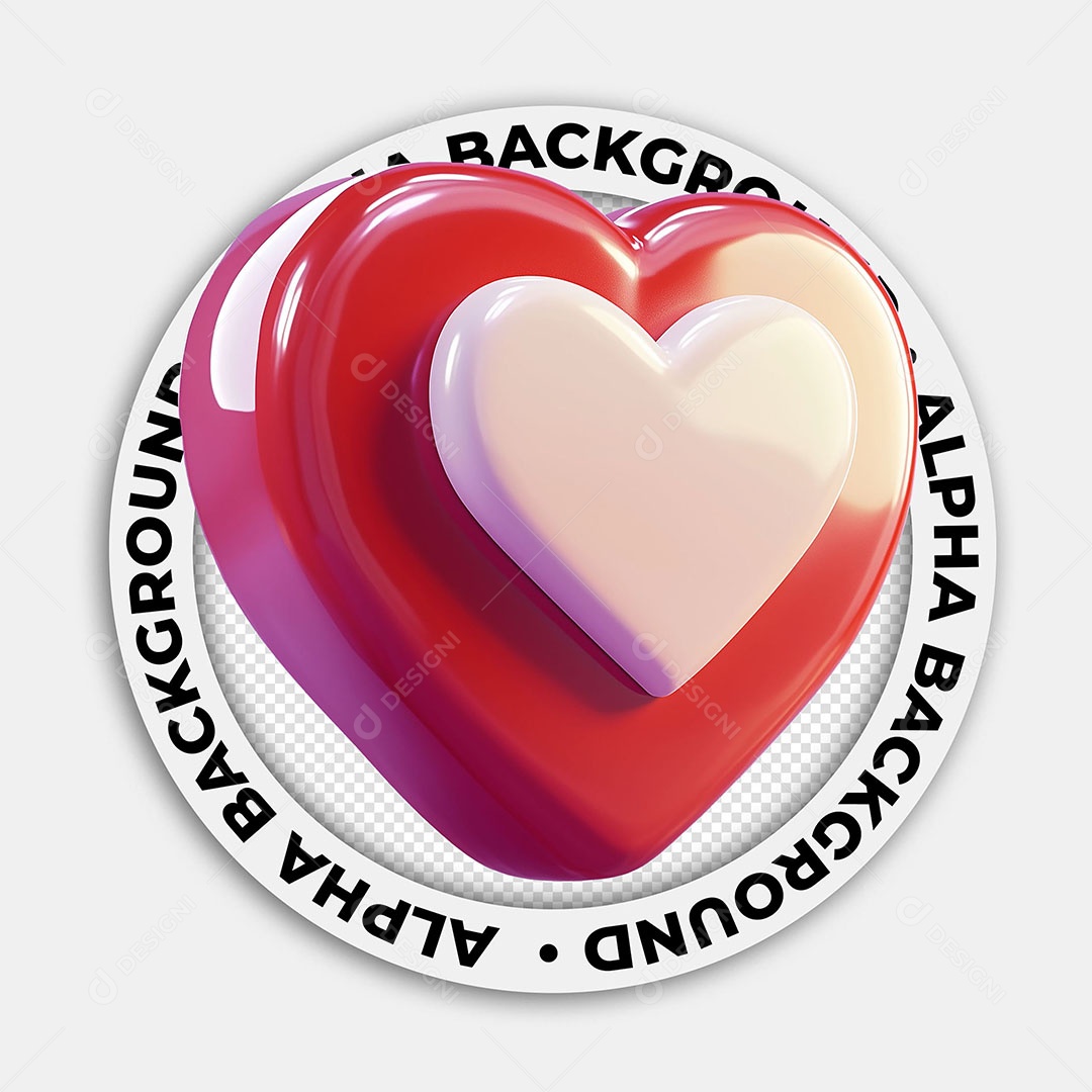 Elemento 3D Ícone Coração Para Composição PSD