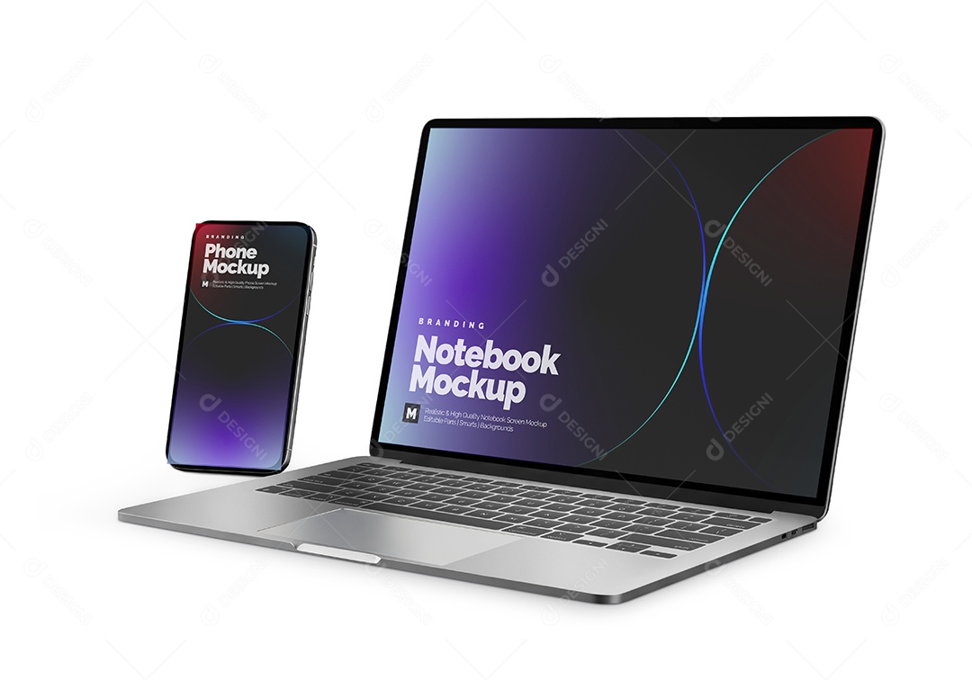 Computador e Celular PSD Editável Mockup