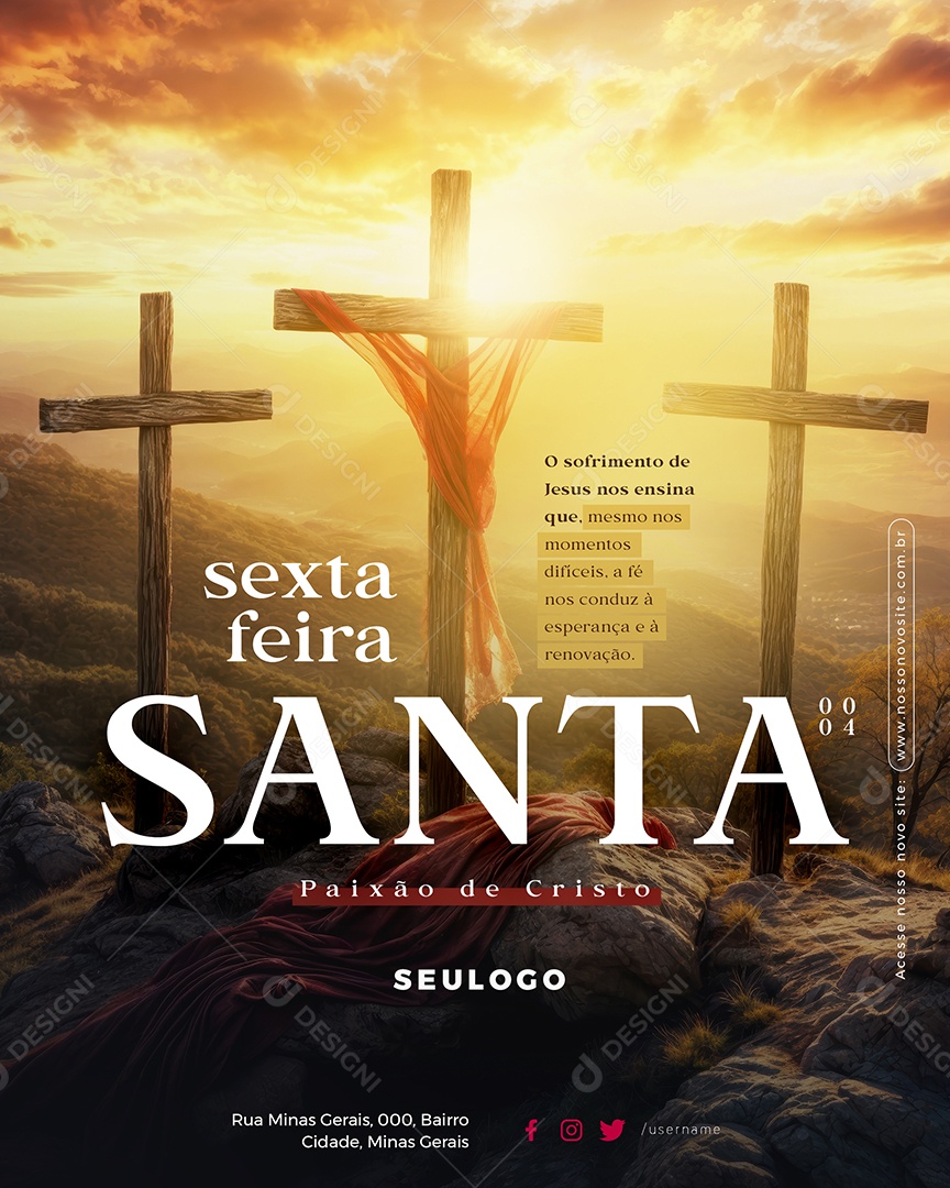Sexta Feira Santa Paixão de Cristo Social Media PSD Editável