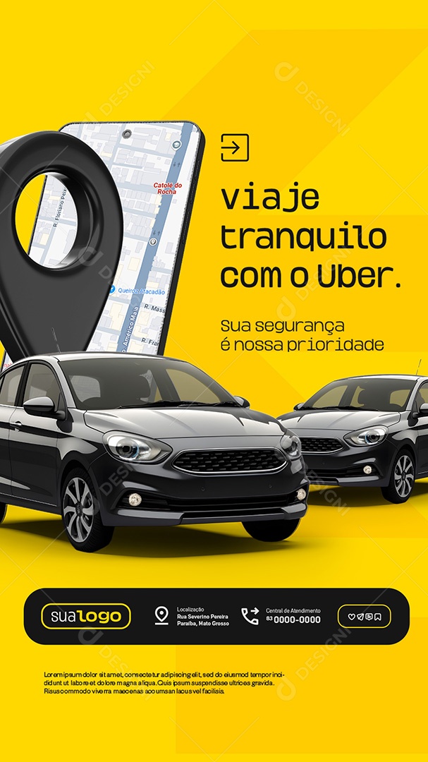 Story Uber Viaje Tranquilo Social Media PSD Editável