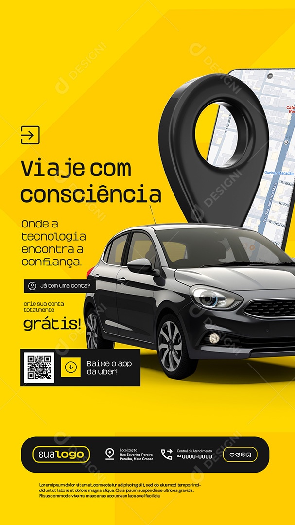 Story Uber Viaje Com Consciência Social Media PSD Editável