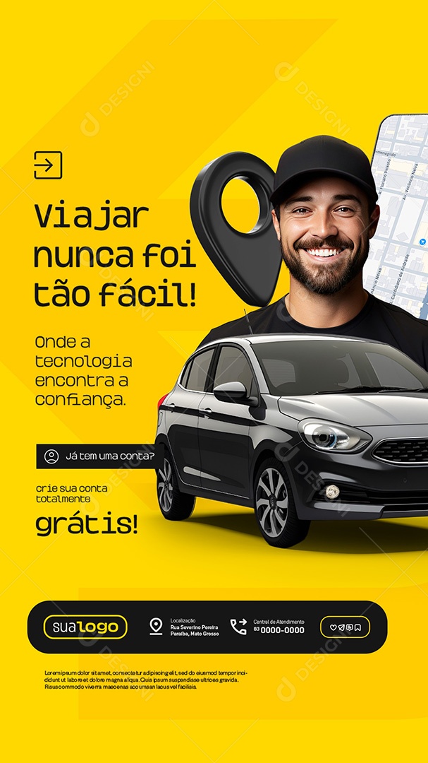 Story Uber Viaja Nunca Foi Tão Fácil Social Media PSD Editável