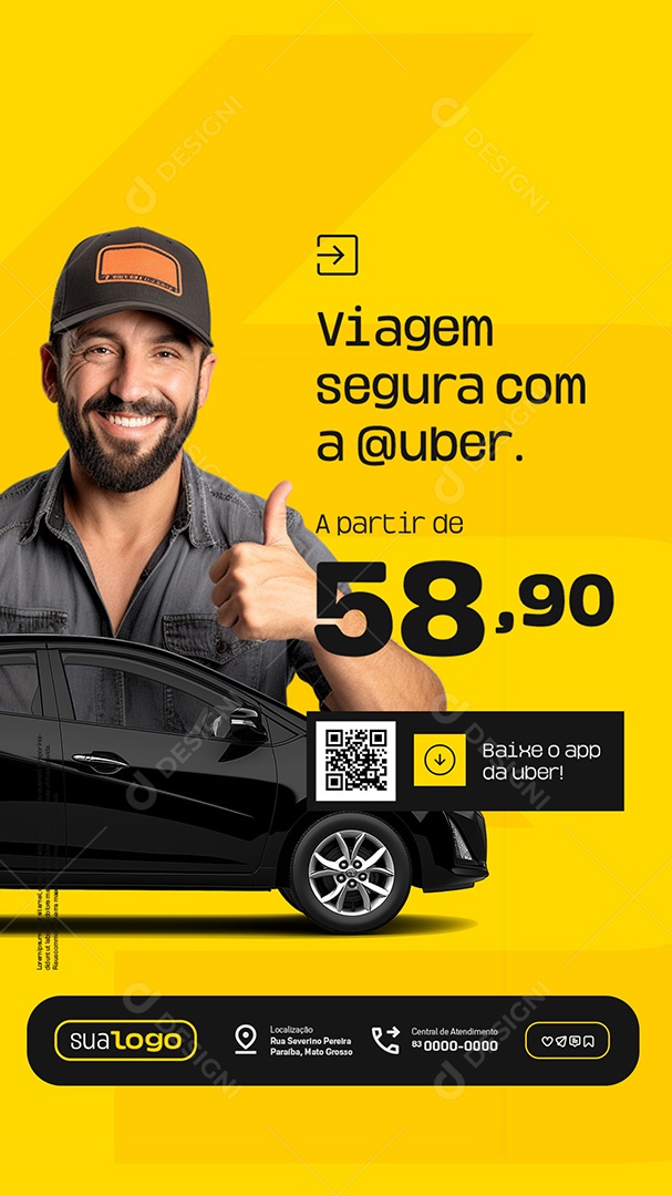 Story Uber Viaje Segura Social Media PSD Editável