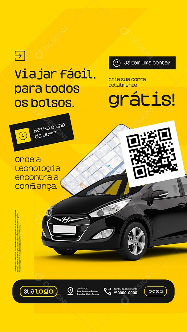 Story Uber Viajar Fácil Para Todos Social Media PSD Editável