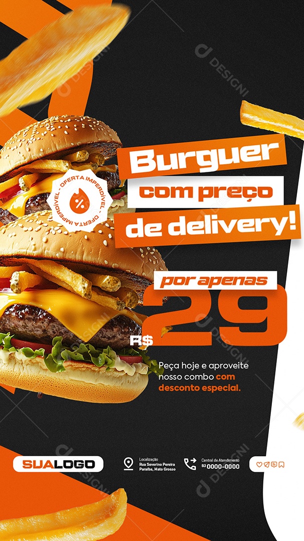 Story Hamburgueria Burguer Com Preço Social Media PSD Editável