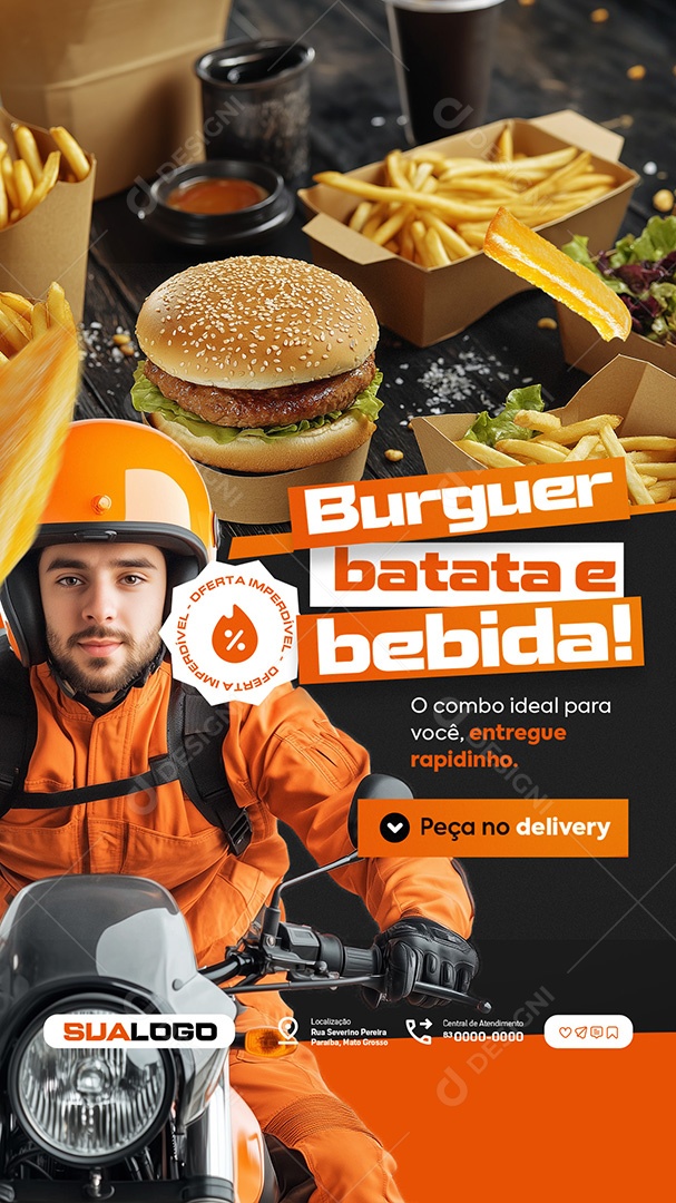 Story Hamburgueria Burguer Batata e Bebida Social Media PSD Editável