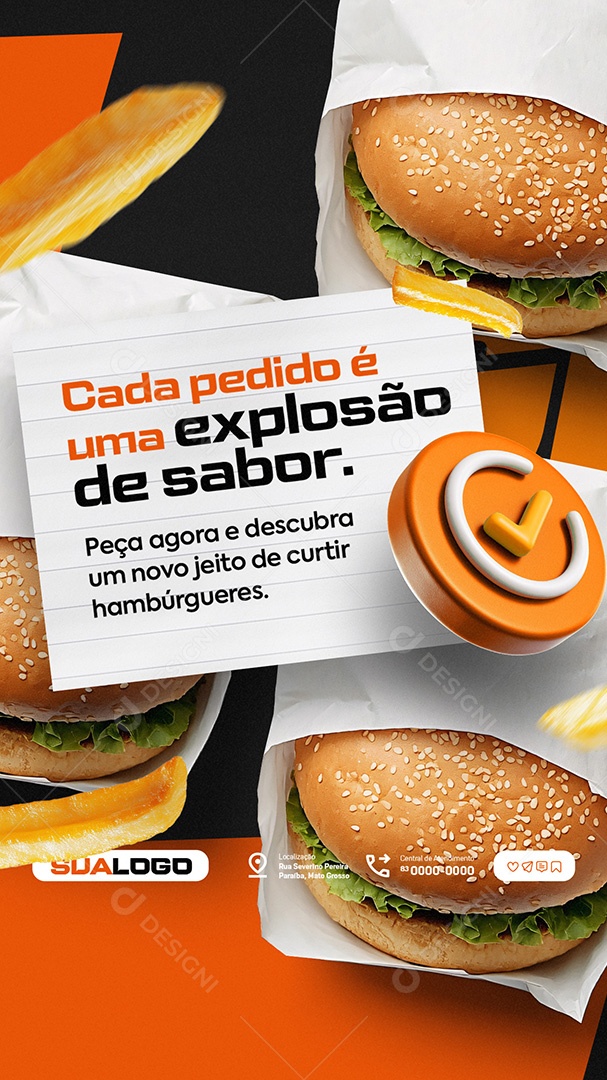 Story Hamburgueria Cada Pedido é Uma Explosão Social Media PSD Editável