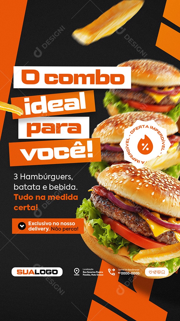 Story Hamburgueria o Combo ideal Para Você Social Media PSD Editável